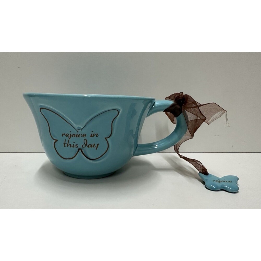 Kirkland's vintage blue butterfly "Mom a little word created by love " theme cup